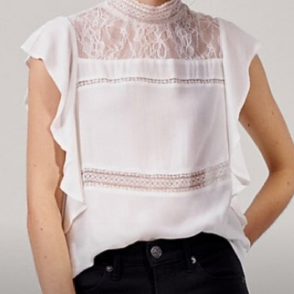 Express Tops - Express Lace Mock Neck Blouse, Size M